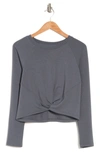90 Degree By Reflex Terry Brushed High/low Twist Front Top In Stormy Weather