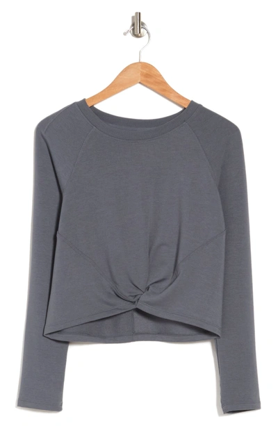 90 Degree By Reflex Terry Brushed High/low Twist Front Top In Stormy Weather