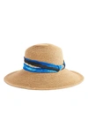 Nordstrom Abstract Stripe Band Straw Hat In Natural Dark Combo