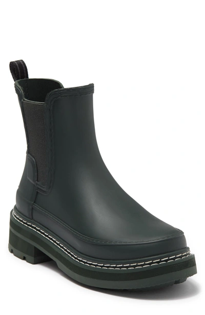 Hunter Refined Stitch Waterproof Chelsea Boot In Arctic Moss