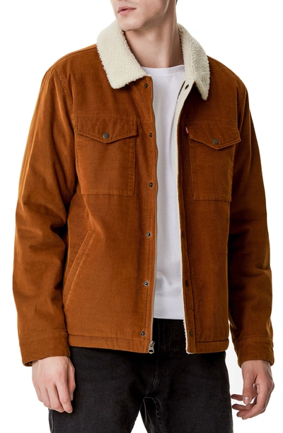 Levi's Corduroy Faux Shearling Lined Trucker Jacket In Brown