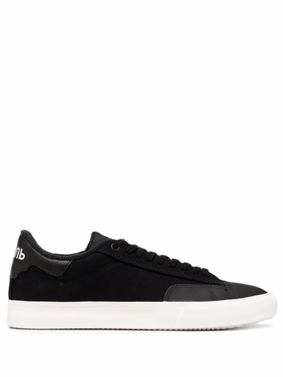 Heron Preston Canvas Low Top Sneakers With Leather Detail In Black