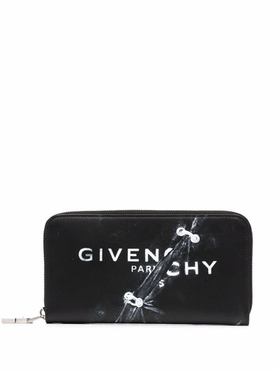 Givenchy Logo印花长款钱包 In Black