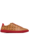 Mcm Derby Visetos Low Top Sneakers In Brown