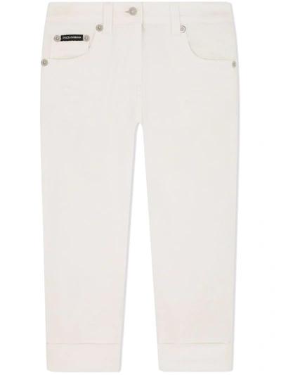 Dolce & Gabbana Kids' Mid-rise Slim Fit Jeans In White