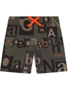 Dolce & Gabbana Boxer Swimsuit With All Over Logo In Green