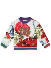 DOLCE & GABBANA FLORAL-PRINT APPLIQUÉ-LOGO SWEATSHIRT