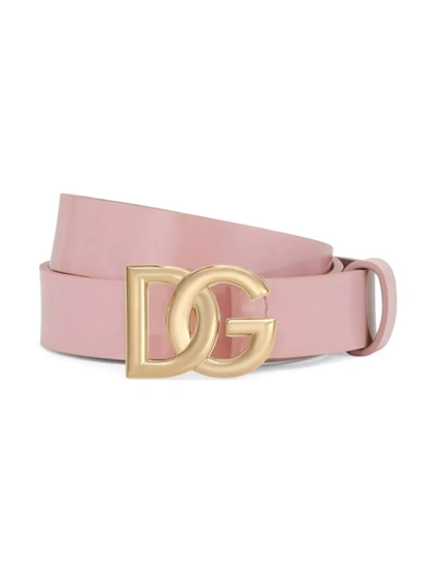 Dolce & Gabbana Kids' Girls Pink Patent Leather Belt In Rosa