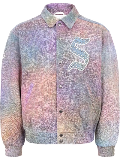 Supreme Pebbled Leather Varsity Jacket "fw21" In Pink