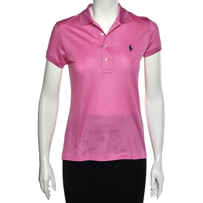 Pre-owned Ralph Lauren Purple Label Ralph Lauren Pink Cotton Pique Short Sleeve Polo T-shirt S
