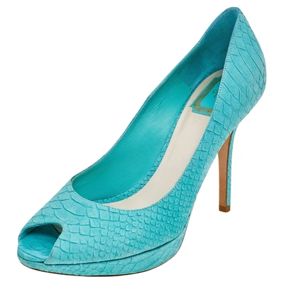 Pre-owned Dior Peep Toe Platform Pumps Size 40 In Blue