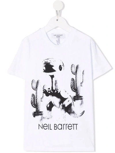 Neil Barrett Kids' 图案印花t恤 In White