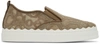 CHLOÉ TAUPE LACE LAUREN SLIP-ON SNEAKERS
