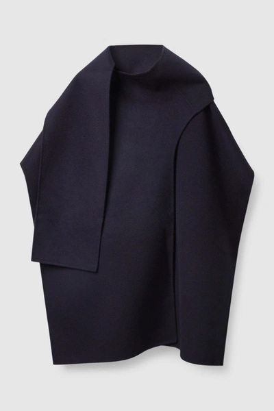 Cos Wool-blend Cape In Blue