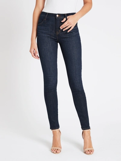 J Brand Natasha Metallic High-rise Skinny Jeans In Blue