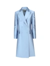 Alberta Ferretti Double-breasted Coat With Slits - Atterley In Blue