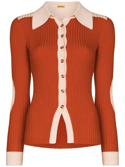 Dodo Bar Or Seth Contrast-trim Cardigan In Orange