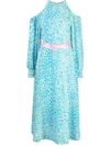Stella Mccartney Women's Cheetah Cold-shoulder Midi Dress In Blue