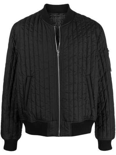 Helmut Lang Quilted Zip-up Bomber Jacket In Black