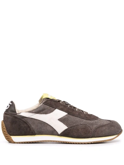 Diadora Panelled Lace-up Trainers In Braun