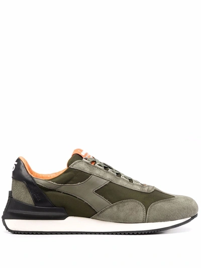 Diadora Panelled Lace-up Trainers In Grün