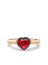 PRAGNELL 18KT ROSE GOLD AND BLACK SILVER LEGACY HEART RUBY RING