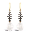 PRAGNELL 18KT ROSE GOLD LEGACY PEARL AND DIAMOND DROP EARRINGS