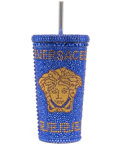 Versace Rhinestone Medusa Cup In Blau