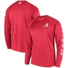 COLUMBIA COLUMBIA CRIMSON ALABAMA CRIMSON TIDE TERMINAL TACKLE OMNI-SHADE RAGLAN LONG SLEEVE T-SHIRT