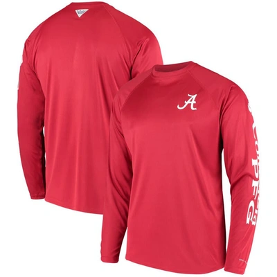 Columbia Men's Pfg Crimson Alabama Crimson Tide Terminal Tackle Omni-shade Long Sleeve T-shirt