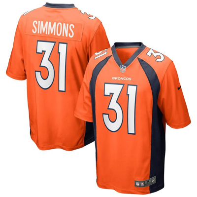 Nike Justin Simmons Orange Denver Broncos Game Jersey