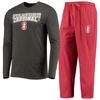 Concepts Sport Cardinal/heathered Charcoal Stanford Cardinal Meter Long Sleeve T-shirt & Pants Sleep In Cardinal