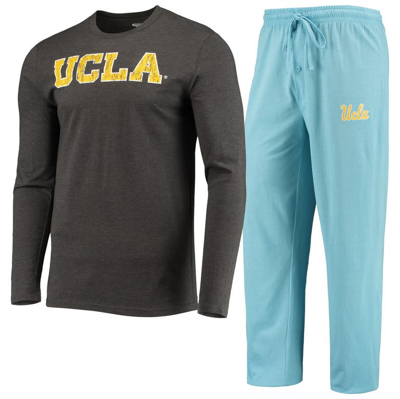 Concepts Sport Light Blue/heathered Charcoal Ucla Bruins Meter Long Sleeve T-shirt & Pants Sleep Set