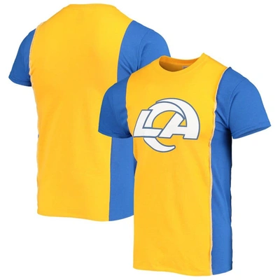 Refried Apparel Men's Gold-tone, Royal Los Angeles Rams Upcycled Split Logo T-shirt In Gold-tone,royal Blue