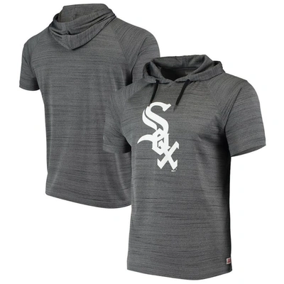 Stitches Youth Boys Heather Black Chicago White Sox Raglan Short Sleeve Pullover Hoodie In Heathered Black