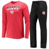 Concepts Sport Men's  Black, Red Atlanta Hawks Long Sleeve T-shirt And Pants Sleep Set In Black