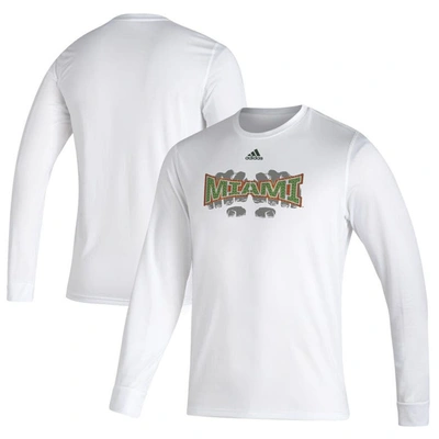 Adidas Originals Men's Adidas White Miami Hurricanes Touchdown Ring Creator Long Sleeve T-shirt