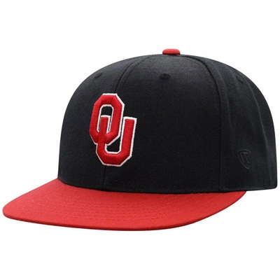 TOP OF THE WORLD TOP OF THE WORLD BLACK/CRIMSON OKLAHOMA SOONERS TEAM COLOR TWO-TONE FITTED HAT
