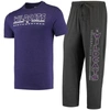 Concepts Sport Heathered Charcoal/purple Northwestern Wildcats Meter T-shirt & Pants Sleep Set In Multi