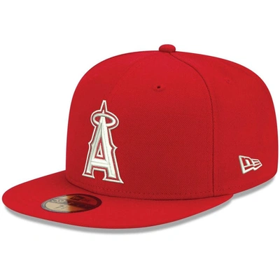 New Era Men's  Scarlet Los Angeles Angels Low Profile 59fifty Fitted Hat In Red