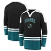 Fanatics Branded Black/teal San Jose Sharks Iconic Slapshot Long Sleeve T-shirt In Black