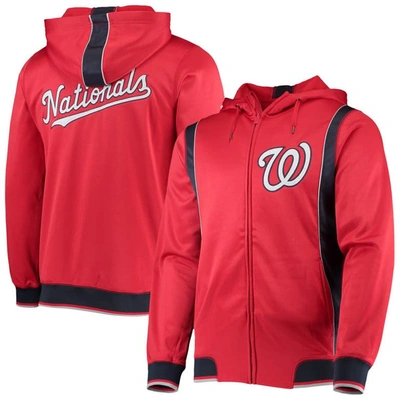 Stitches Men's  Red, Navy Washington Nationals Team Full-zip Hoodie