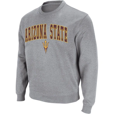 Colosseum Men's Heather Gray Arizona State Sun Devils Arch Logo Crew Neck Sweatshirt