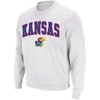 Colosseum Men's Kansas Jayhawks Arch & Logo Crew Neck Sweatshirt In White