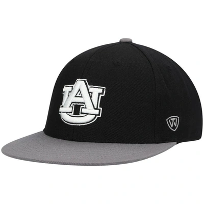 Top Of The World Men's  Black, Gray Auburn Tigers Team Color Two-tone Fitted Hat In Black,gray