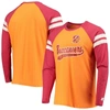 Starter Men's Orange, Red Tampa Bay Buccaneers Throwback League Raglan Long Sleeve Tri-blend T-shirt In Orange