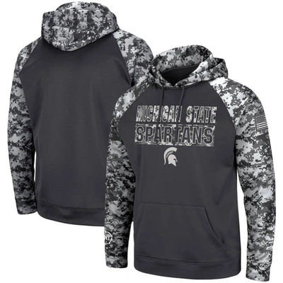 Colosseum Youth Boys Charcoal Michigan State Spartans Oht Military-inspired Appreciation Digital Camo Raglan P