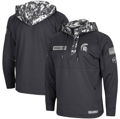 Colosseum Charcoal Michigan State Spartans Oht Military Appreciation Digi Camo Quarter-zip Hoodie