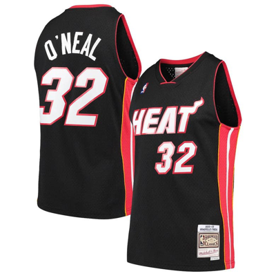 Mitchell & Ness Shaquille O'neal Black Miami Heat Hardwood Classics Swingman Jersey