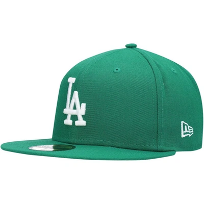 NEW ERA NEW ERA KELLY GREEN LOS ANGELES DODGERS WHITE LOGO 59FIFTY FITTED HAT